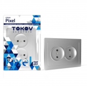 Розетка 2-м СП Pixel 16А IP20 без заземл. в сборе алюм. TOKOV ELECTRIC TKE-PX-R2F-C03 TKE-PX-R2F-C03