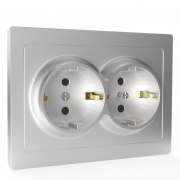 Розетка 2-м СП Pixel 16А IP20 с заземл. защ. шторки в сборе алюм. TOKOV ELECTRIC TKE-PX-R2FZSF-C03 TKE-PX-R2FZSF-C03