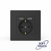 Розетка 1-м СП Pixel IP20 с заземл. с 2-мя заряд. устр. USB тип A+A механизм карбон TOKOV ELECTRIC TKE-PX-R1U2A-C14 TKE-PX-R1U2A-C14