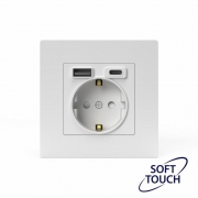 Розетка 1-м СП Pixel IP20 с заземл. с 2-мя заряд. устр. USB тип A+C механизм айс TOKOV ELECTRIC TKE-PX-R1U2AC-C34 TKE-PX-R1U2AC-C34