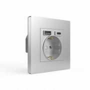 Розетка 1-м СП Pixel IP20 с заземл. с 2-мя заряд. устр. USB тип A+C механизм алюм. TOKOV ELECTRIC TKE-PX-R1U2AC-C03 TKE-PX-R1U2AC-C03