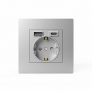 Розетка 1-м СП Pixel IP20 с заземл. с 2-мя заряд. устр. USB тип A+C механизм алюм. TOKOV ELECTRIC TKE-PX-R1U2AC-C03 TKE-PX-R1U2AC-C03