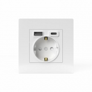 Розетка 1-м СП Pixel IP20 с заземл. с 2-мя заряд. устр. USB тип A+C механизм бел. TOKOV ELECTRIC TKE-PX-R1U2AC-C01 TKE-PX-R1U2AC-C01