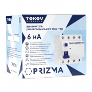 Выключатель дифференциального тока (УЗО) 4П (3P+N) 40А 30мА тип AC 6кА TOKOV Electric TKE-PZ60-RCDM-4-40-30-AC TKE-PZ60-RCDM-4-40-30-AC