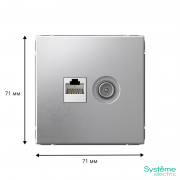 Розетка компьютерная + телевизионная 2-м ArtGallery RJ45 + TV кат.5E алюм. SE GAL000389 GAL000389