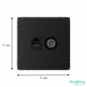 Розетка компьютерная + телевизионная 2-м ArtGallery RJ45 + TV кат.5E карбон SE GAL001089 GAL001089