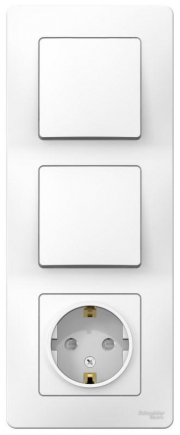 Блок СП Blanca (розетка с заземл. защ. шторки 16А 250В + 1-кл. выкл. + 1-кл. выкл.) бел. SE BLNBS101101 BLNBS101101