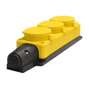 Колодка удлинителя 3-м 1ф с заглушками компакт каучук желт. Universal 3083 3083
