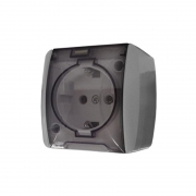Розетка 1-м ОП Клио 16А IP54 с заземл. с прозр. крышкой сер. UNIVersal К2229-Gr К2229-Gr
