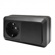 Блок ОП Олимп 1-кл. выкл.10А + роз. с заземл. 16А 220В горизонт. черн. Universal 7946806 7946806