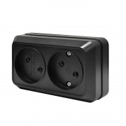 Розетка 2-м ОП Олимп 16А IP20 без заземл. черн. Universal 2215 2215