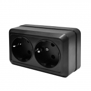 Розетка 2-м ОП Олимп 16А IP20 с заземл. черн. Universal 2216 2216