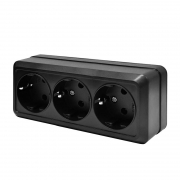 Розетка 3-м ОП Олимп 16А IP20 с заземл. черн. Universal 2218 2218