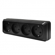 Розетка 4-м ОП Олимп 16А IP20 без заземл. черн. Universal 2219 2219