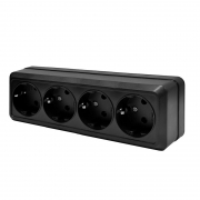 Розетка 4-м ОП Олимп 16А IP20 с заземл. черн. Universal 2221 2221