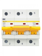 Выключатель автоматический модульный 3п D 25А 10кА ВА47-100 KARAT IEK MVA40-3-025-D MVA40-3-025-D