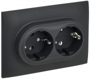 Розетка 2-м SKANDY 16А с заземл. без защ. шторок в сборе SK-R08G графит IEK SK-R21-16-K53-F SK-R21-16-K53-F