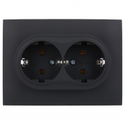 Розетка 2-м SKANDY 16А с заземл. без защ. шторок в сборе SK-R08G графит IEK SK-R21-16-K53-F SK-R21-16-K53-F