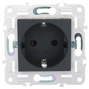 Розетка SKANDY 16А с заземл. защ. шторки безвинт. крепл. SK-R06G графит IEK SK-R14-16-1-K53 SK-R14-16-1-K53