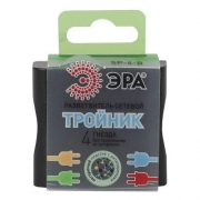 Разветвитель 4-м без заземл. 16А IP20 SP-4-B черн. Эра Б0008207 Б0008207