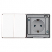 Блок розетка с выключателем Эксперт 11-7502-01 двойн. IP55 16A(10AX)-250В ОУ белый Эра Б0063270 Б0063270