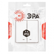 Выключатель Эксперт 11-1525-01 двойн. с подсветкой IP55 10АХ-250В СУ бел. Эра Б0063304 Б0063304