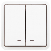 Выключатель Эксперт 11-1525-01 двойн. с подсветкой IP55 10АХ-250В СУ бел. Эра Б0063304 Б0063304