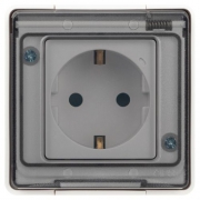 Розетка Эксперт 11-2502-01 2P+E IP55 шторки 16А-250В ОУ бел. Эра Б0063280 Б0063280