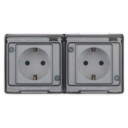 Розетка Эксперт 11-2503-01 2х2P+E гориз. IP55 16А-250В ОУ бел. Эра Б0063264 Б0063264