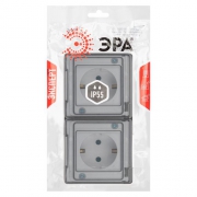 Розетка Эксперт 11-2504-01 2х2P+E гориз. IP55 шторки 16А-250В ОУ бел. Эра Б0063262 Б0063262