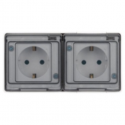 Розетка Эксперт 11-2504-01 2х2P+E гориз. IP55 шторки 16А-250В ОУ бел. Эра Б0063262 Б0063262