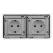 Розетка Эксперт 11-2523-01 2х2P+E гориз. IP55 16А-250В СУ бел. Эра Б0063276 Б0063276