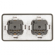 Розетка Эксперт 11-2523-01 2х2P+E гориз. IP55 16А-250В СУ бел. Эра Б0063276 Б0063276