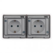 Розетка Эксперт 11-2524-01 2х2P+E гориз. IP55 шторки 16А-250В СУ бел. Эра Б0063254 Б0063254