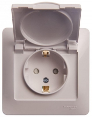Розетка 1-м СП Glossa 16А IP20 с заземл. защ. шторки с крышкой в сборе бел. SE GSL000146 GSL000146