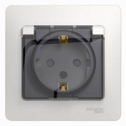 Розетка 1-м СП Glossa 16А IP44 с заземл. защ. шторки с крышкой в сборе бел. SE GSL000148 GSL000148