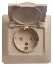 Розетка 1-м СП Glossa 16А IP20 с заземл. защ. шторки с крышкой в сборе беж. SE GSL000246 GSL000246