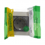 Розетка 1-м СП Glossa 16А IP44 с заземл. защ. шторки с крышкой в сборе беж. SE GSL000248 GSL000248