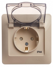 Розетка 1-м СП Glossa 16А IP44 с заземл. защ. шторки с крышкой в сборе беж. SE GSL000248 GSL000248