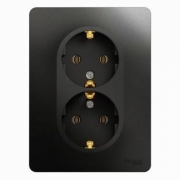 Розетка 2-м Glossa 16А с заземл. в сборе антрацит SE GSL000724 GSL000724