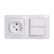 Блок комбинированный Glossa (розетка + 2-кл. выкл.) бел. SE GSL000172 GSL000172