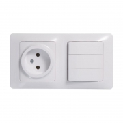 Блок комбинированный Glossa (розетка + 3-кл. выкл.) бел. SE GSL000176 GSL000176