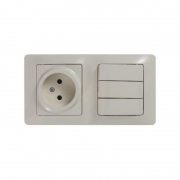 Блок комбинированный Glossa (розетка + 3-кл. выкл.) беж. SE GSL000276 GSL000276