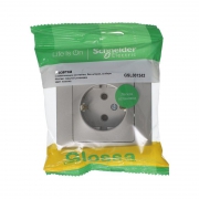 Розетка 1-м СП Glossa 16А IP20 250В с заземл. в сборе платина SE GSL001242 GSL001242