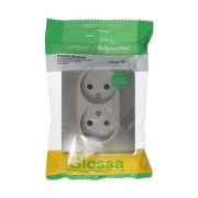 Розетка 2-м СП Glossa 16А IP20 250В без заземл. в сборе платина SE GSL001220 GSL001220