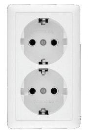 Розетка 2-м ОП Хит 16А 250В с заземл. без защ. шторок бел. SE RA16-238-B RA16-238-B