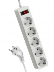 Удлинитель с сетевым фильтром 5х5м с заземл. 10А IP20 2.2кВт ПВС 3х0.75 с выкл. с индикатором сети бел. КОСМОС FKsm5m-5g(W) FKsm5m-5g(W)