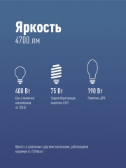 Лампа светодиодная высокомощная HWLED 50Вт 220В E27 6500К (переходник с E27 на E40 в комплекте) Космос LksmHWLED50WE2765 LksmHWLED50WE2765
