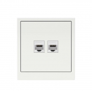 Розетка компьютерная 2-м KANT RJ45 кат.6A без шторки бел. магнолия DKC 7000674 7000674