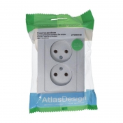 Розетка 2-м СП AtlasDesign 16А IP20 без заземл. в сборе алюм. SE ATN000320 ATN000320